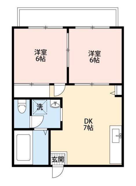 ガーデンハウスC(2DK/2階)の間取り写真