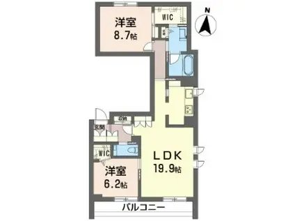 バーダントエダン深沢(2LDK/2階)の間取り写真