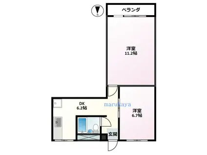 セピアハイツ(2DK/2階)の間取り写真