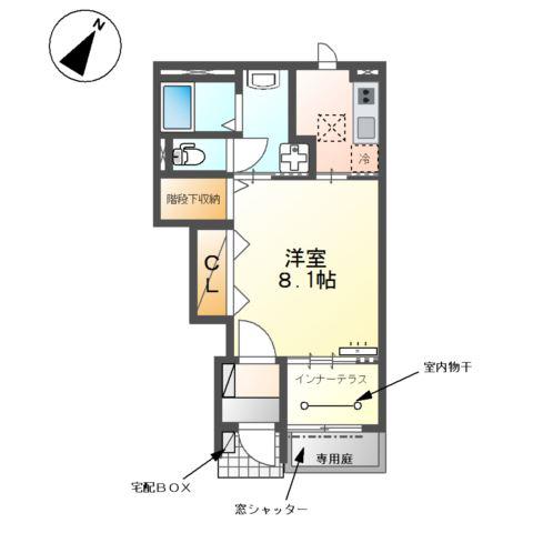ラ・クレアージュ(1K/1階)の間取り写真