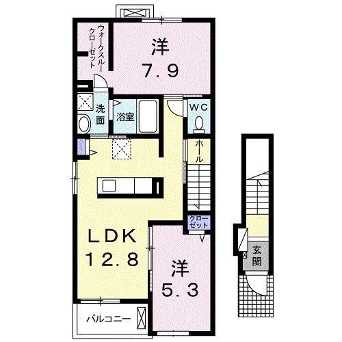 カーサ・グラースII(2LDK/2階)の間取り写真