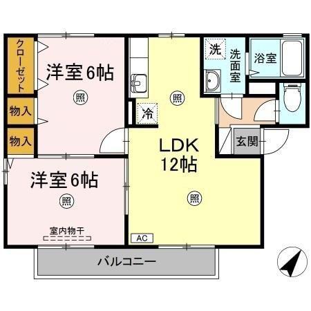 ぷらむハイツA棟(2LDK/1階)の間取り写真