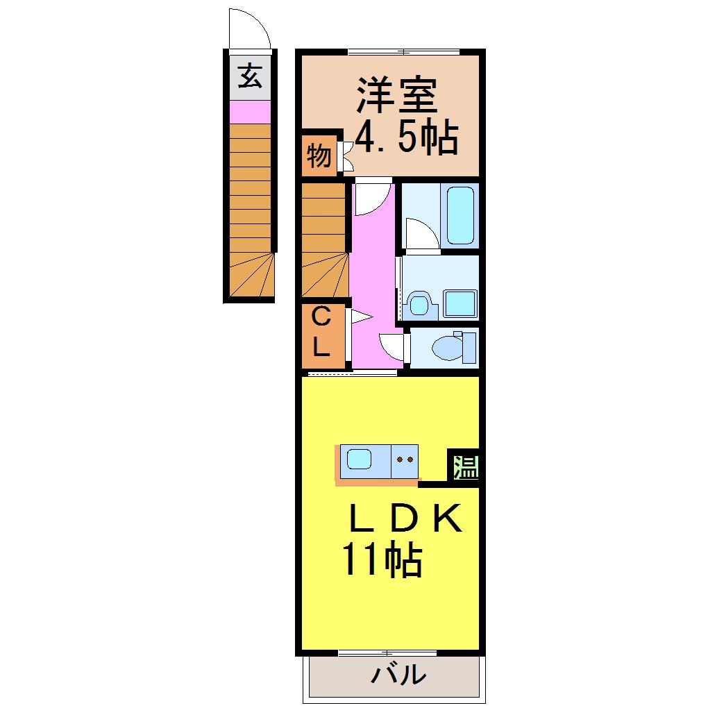 ハウス北原(1LDK/2階)の間取り写真