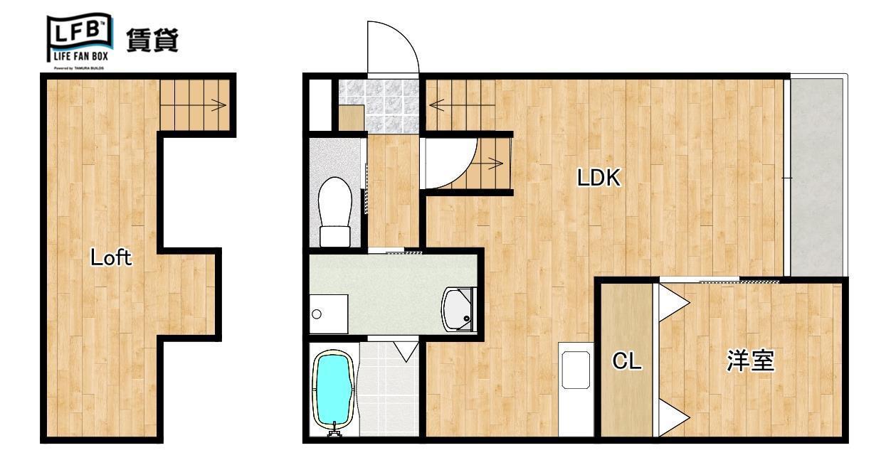 LFB APARTMENT宮島町(1LDK/1階)の間取り写真