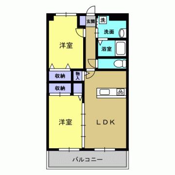 グローリアス(2LDK/2階)の間取り写真