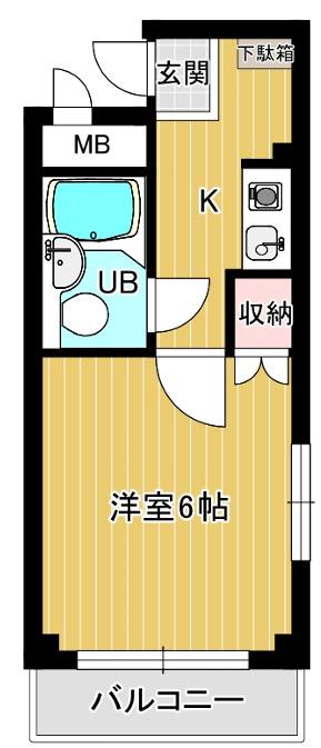 松原マンション(1K/4階)の間取り写真
