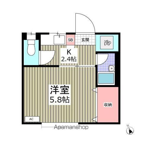 ハピネス高田(1K/1階)の間取り写真