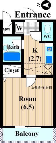 ヴィラ多摩川(1K/2階)の間取り写真