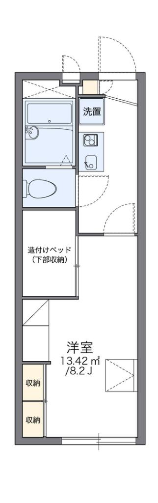 レオパレスシャローム(1K/1階)の間取り写真