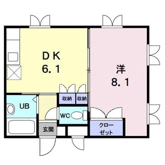 ツインパレスさくら台ノース(1DK/1階)の間取り写真