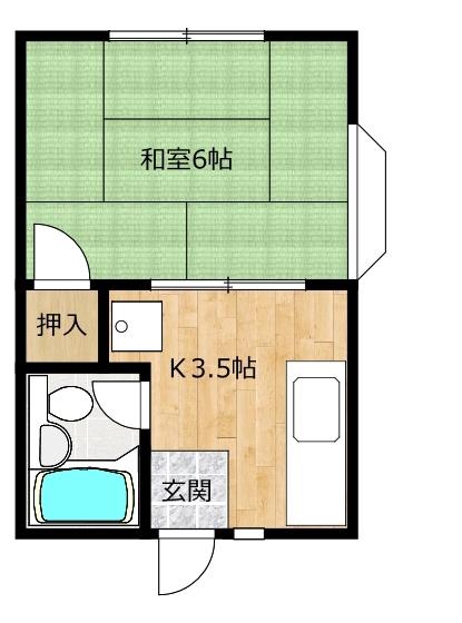 ベルメゾン五郎台(1K/2階)の間取り写真