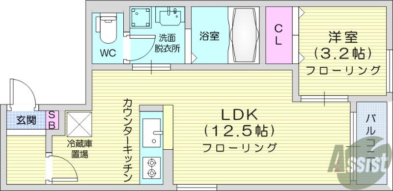 REGALEST荒井(1LDK/2階)の間取り写真