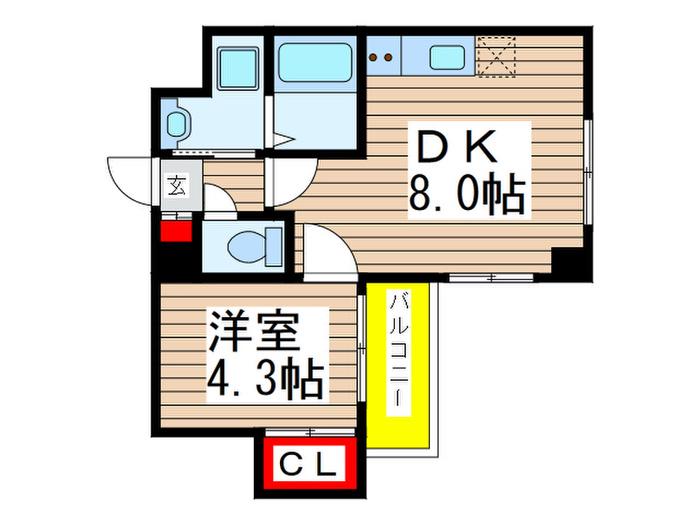 RIKAON船橋湊町(1DK/7階)の間取り写真