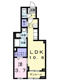 カーサルーチェ(1LDK/1階)の間取り写真
