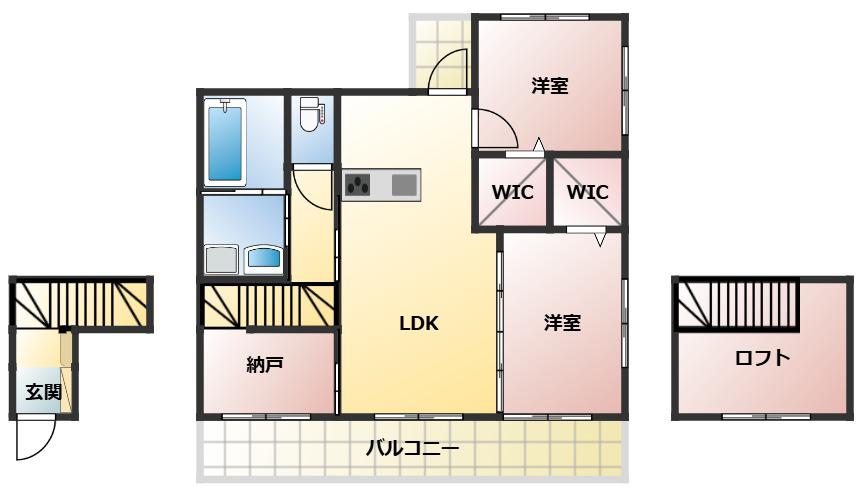 ミアカーサ・セリC(2LDK/2階)の間取り写真