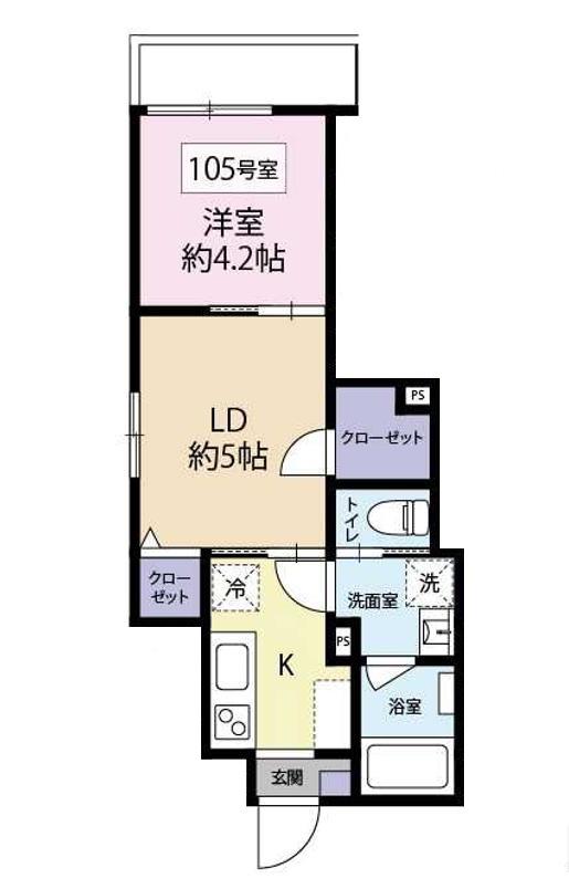 YS中野本町(1LDK/1階)の間取り写真