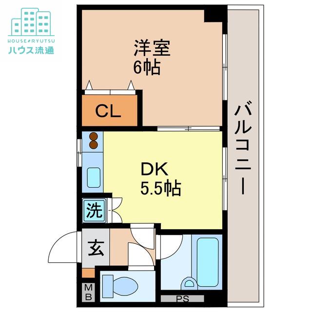 江平若草マンション(1DK/4階)の間取り写真