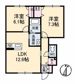 シャーメゾン グラシャスB棟(2LDK/1階)の間取り写真