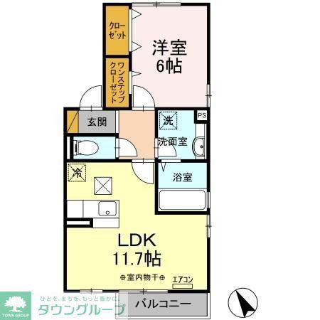 レーブメルベーユ弐番館(1LDK/1階)の間取り写真