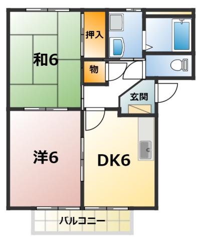 SURPLUS サンアイA(2DK/2階)の間取り写真