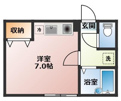 プランタン衣笠町(ワンルーム/1階)の間取り写真