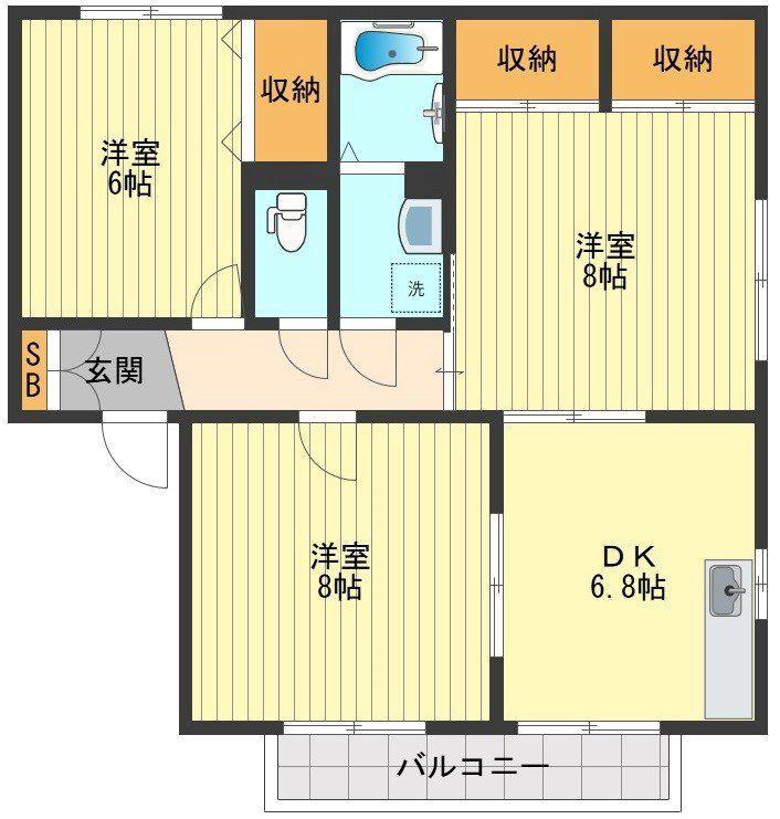 サンレイクヴィラSUZUKI C(3DK/1階)の間取り写真