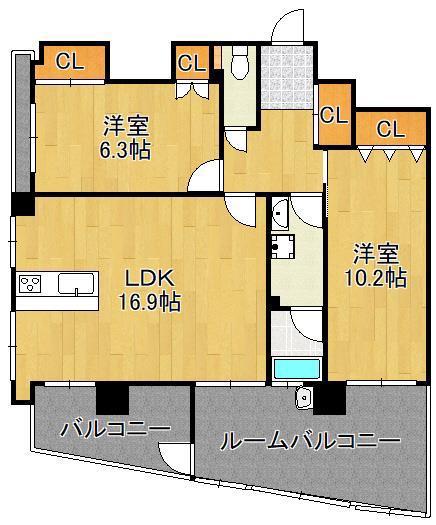 フェルト5(2LDK/2階)の間取り写真