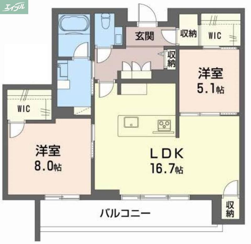 カーサ・カリダ(2LDK/3階)の間取り写真