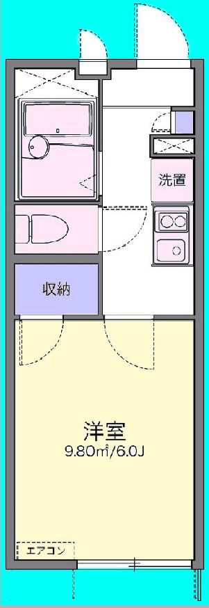 フローリッシュII(1K/1階)の間取り写真