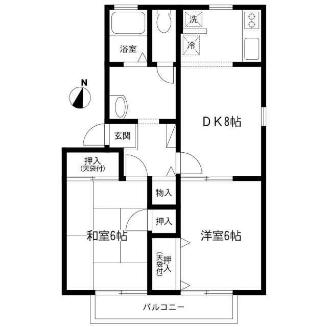 第7秋新ハイツ(2DK/1階)の間取り写真