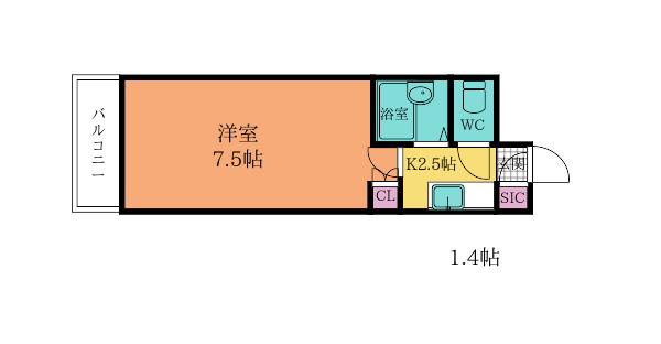 リファレンス南小倉(1K/7階)の間取り写真