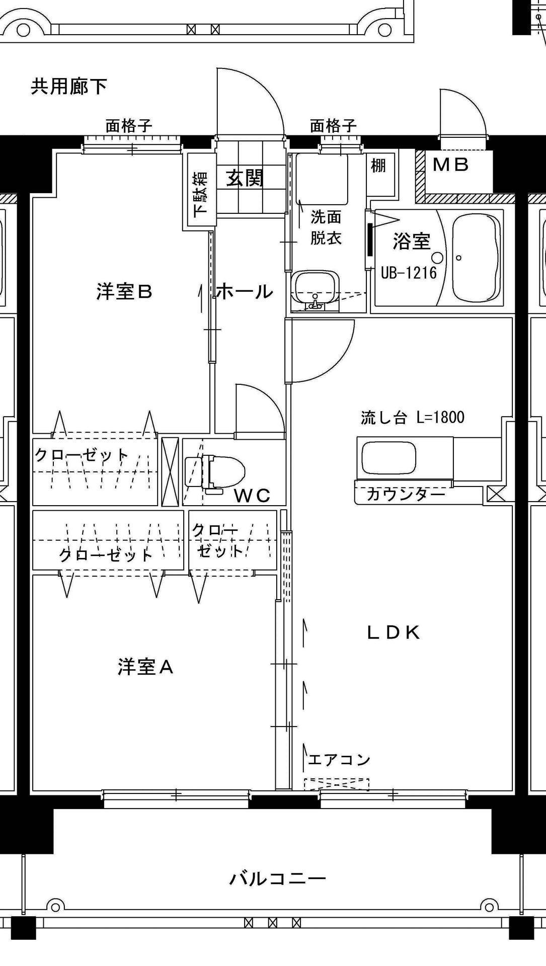 ヴィルヌーブ(2LDK/4階)の間取り写真