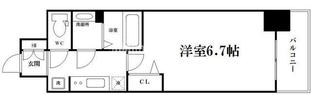 プレサンス立売堀ベルヴィル(1K/13階)の間取り写真