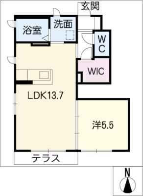 リヴァーレ・J(1LDK/1階)の間取り写真