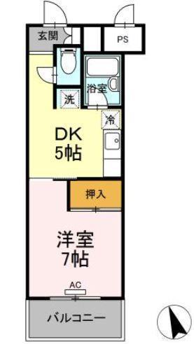 サンラフォーレ花北(1DK/4階)の間取り写真