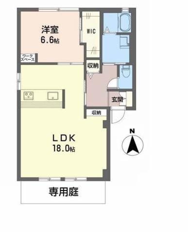 ノースウィング保免(1LDK/1階)の間取り写真