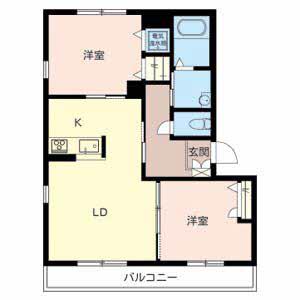 ベレオシャトー姫路(2LDK/2階)の間取り写真