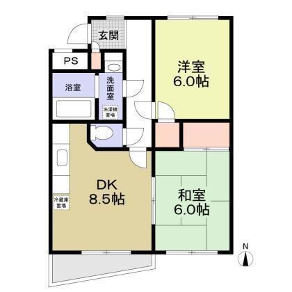 エフハイム3(2DK/3階)の間取り写真