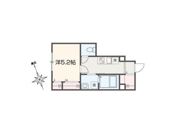 メルラス和泉多摩川(1K/1階)の間取り写真