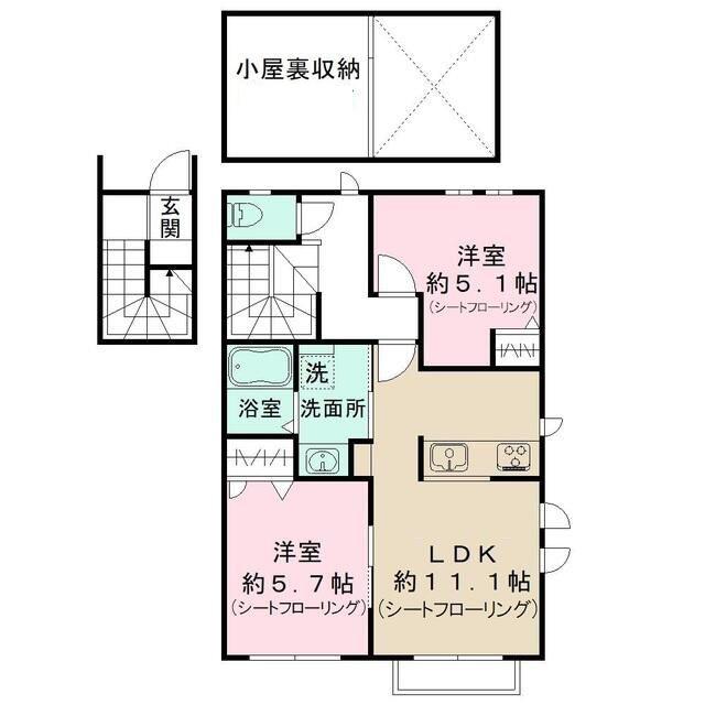 WIN VILLA 錦(2LDK/2階)の間取り写真