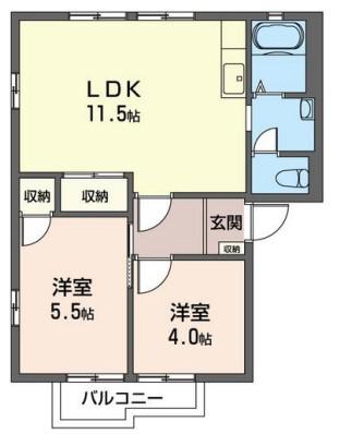 SHM フレグランス 関根(2LDK/2階)の間取り写真