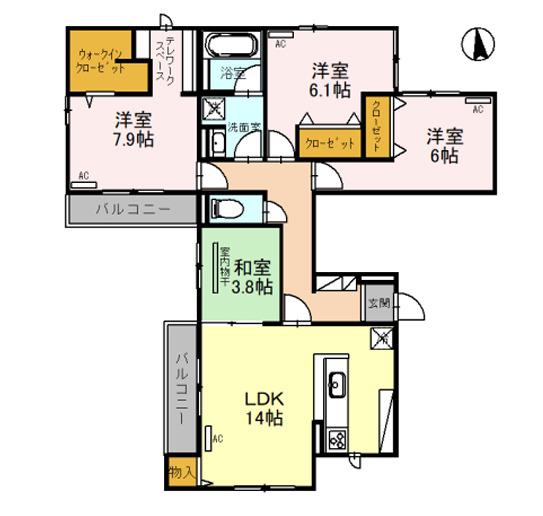 グラサ真田山(4LDK/2階)の間取り写真