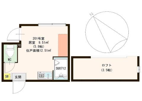 キャラット小岩(ワンルーム/2階)の間取り写真