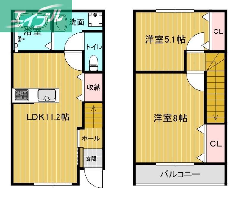 RIDLEYI A(2LDK/1階)の間取り写真