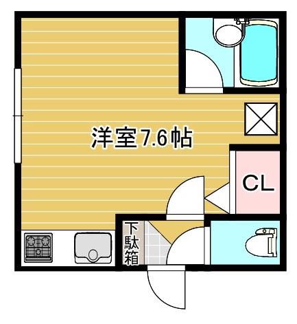 リバティとん田(ワンルーム/4階)の間取り写真