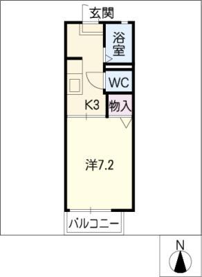 メゾンドール A棟(1K/2階)の間取り写真