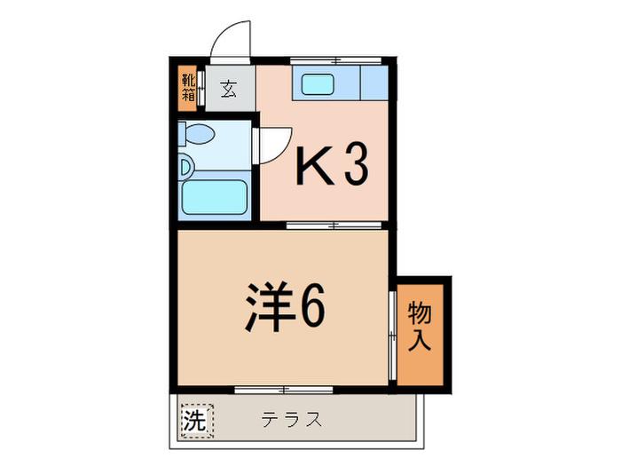 アルカディア弦巻(1K/1階)の間取り写真