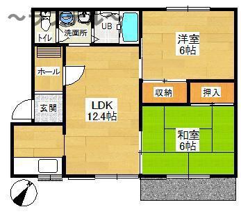 サニーハイム狭(2LDK/1階)の間取り写真