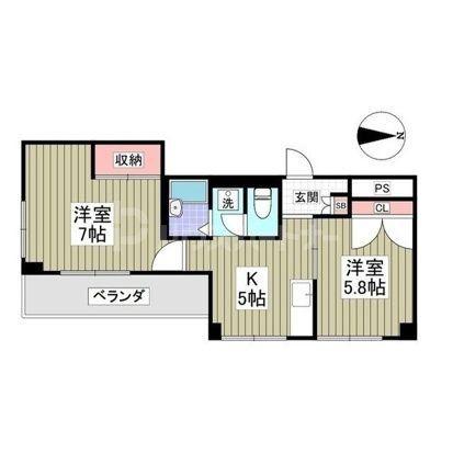 三ツ和マンション(2K/4階)の間取り写真