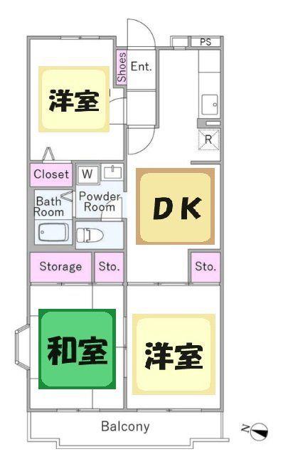 ランドフォレスト北越谷2(3DK/4階)の間取り写真